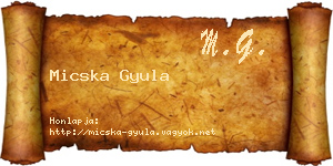 Micska Gyula névjegykártya